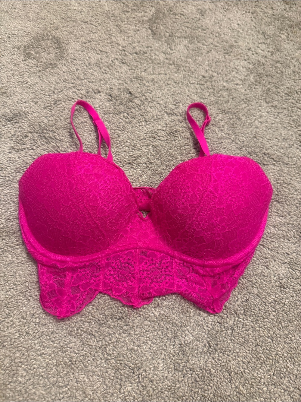 Hot Pink Lace Longline Bra